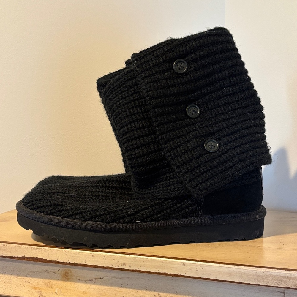 UGG Black Knit Button Boots